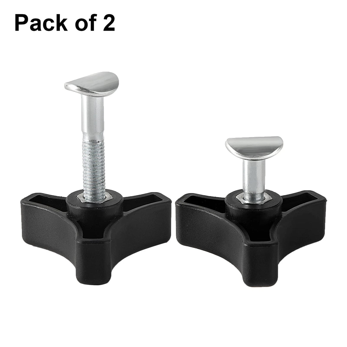 2 Sets Lawn Mower Handle Knobs Nut Bolt - Triangular Black