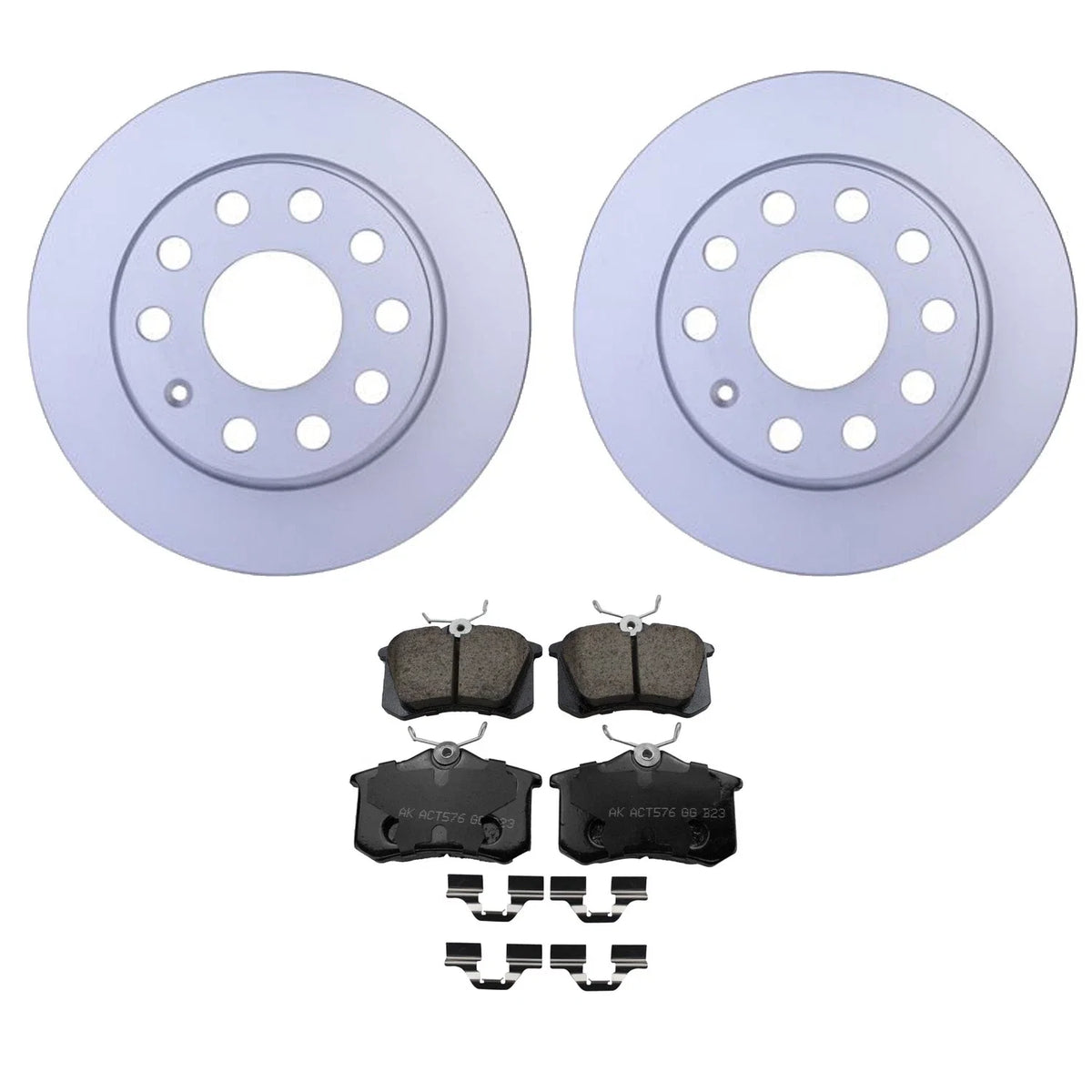 Hella Rear Rotor & Akebono EURO Ceramic Disc Brake Pads Kit for Beetle Golf Jetta (2000–2019)