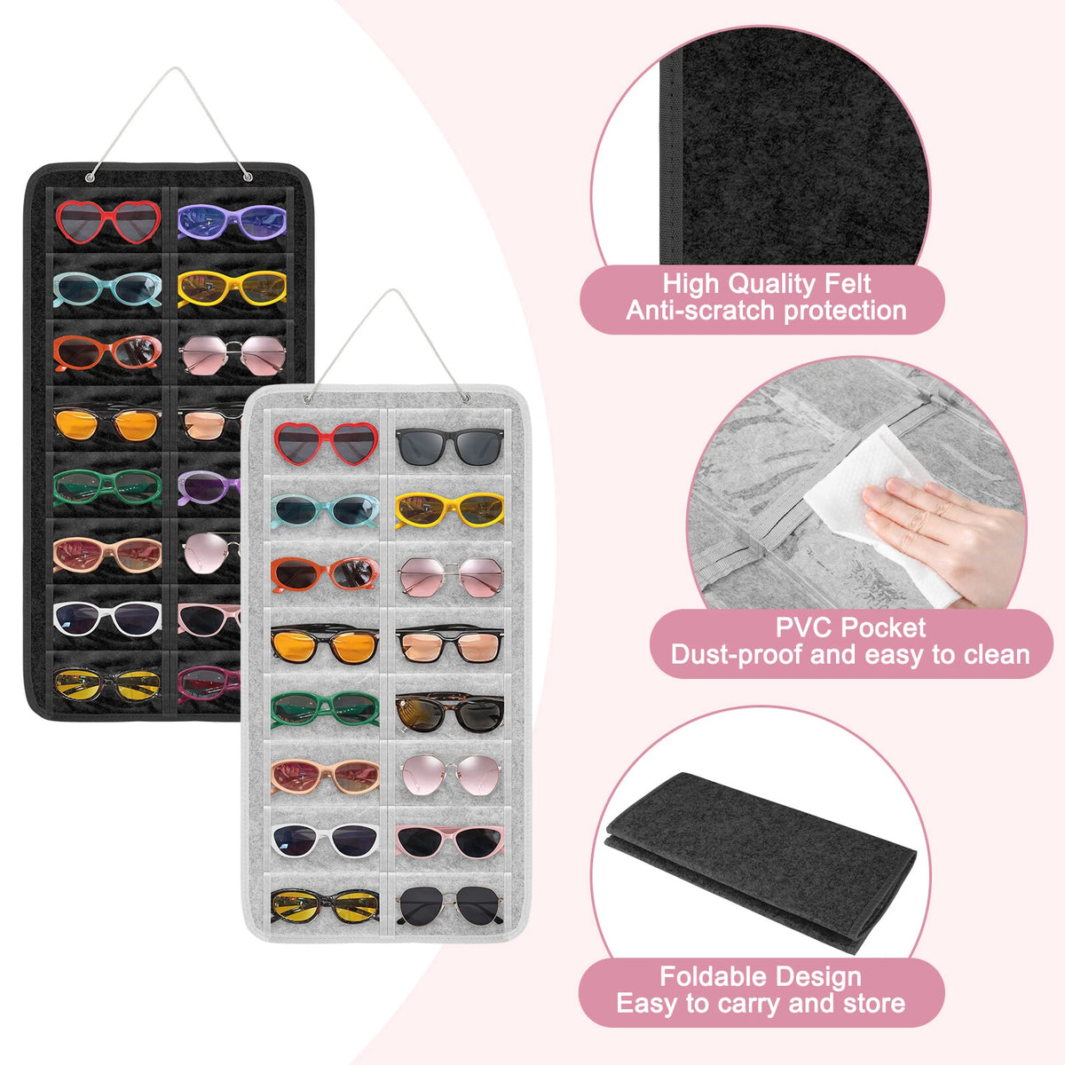 Hanging Eyeglasses Storage Bag for Sunglasses Organizer (Dustproof Holder)