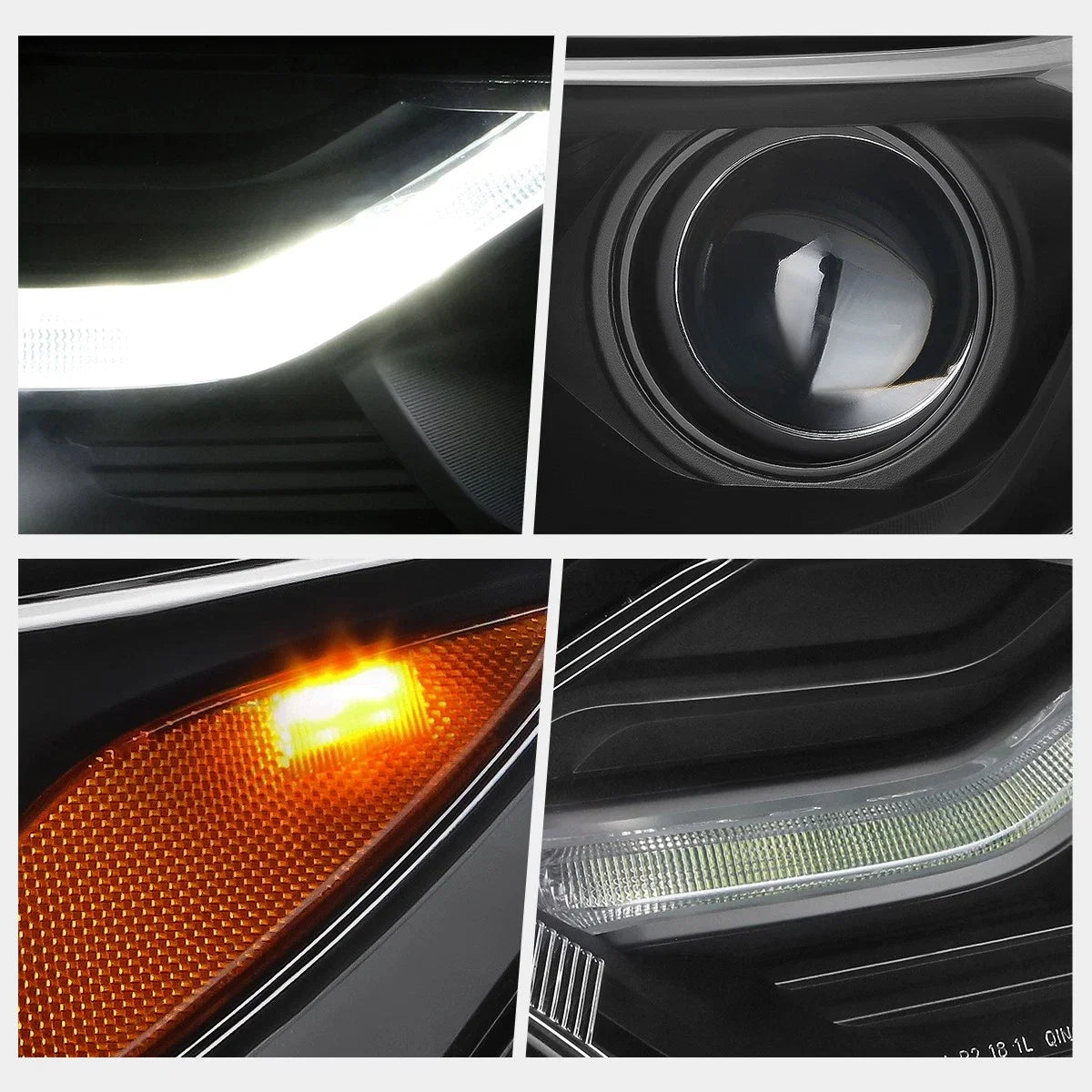 LED DRL Projector Headlights for Chevy Equinox (2018–2021) Black Housing Amber Corner