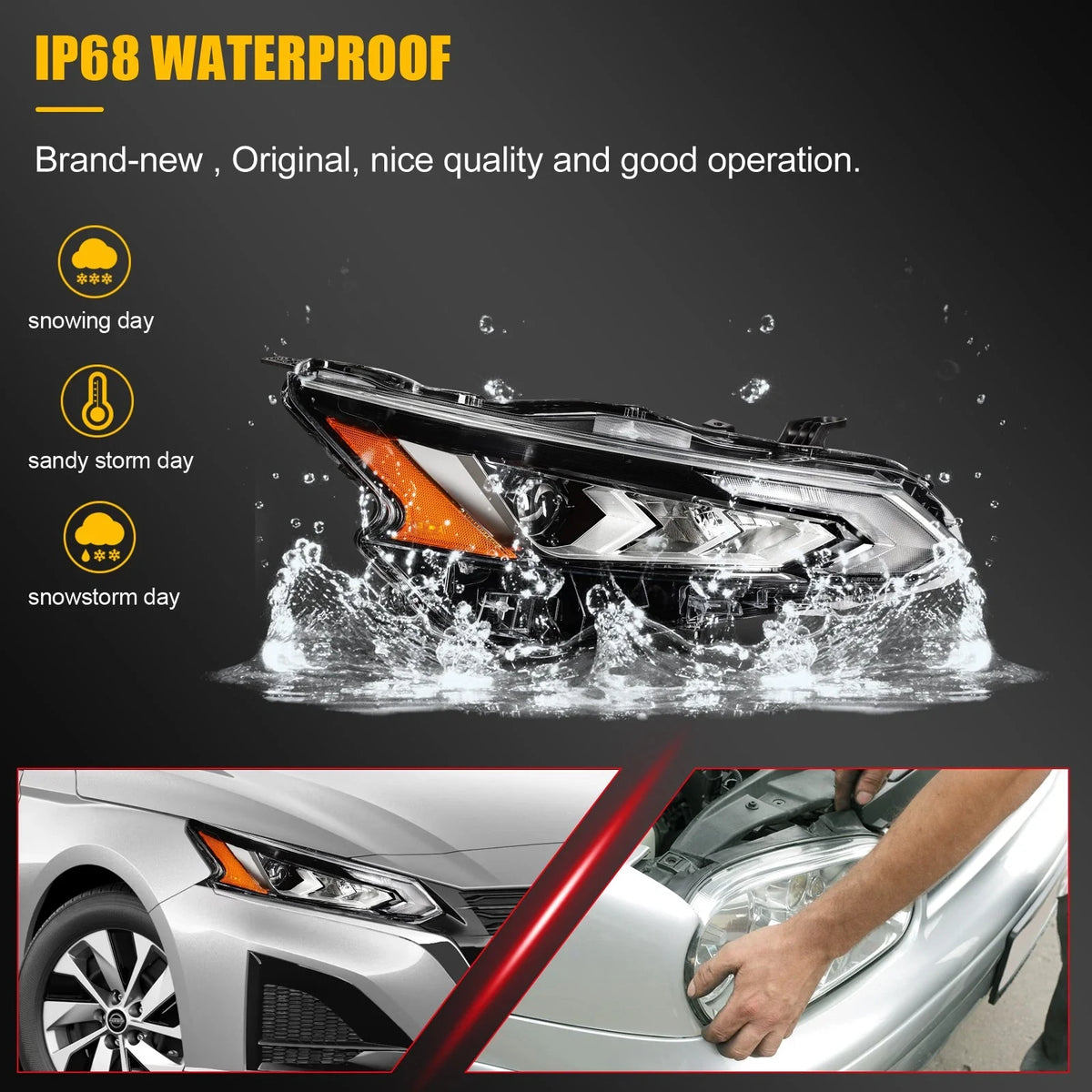 Right Side LED DRL Headlight for Nissan Altima (2019–2022)