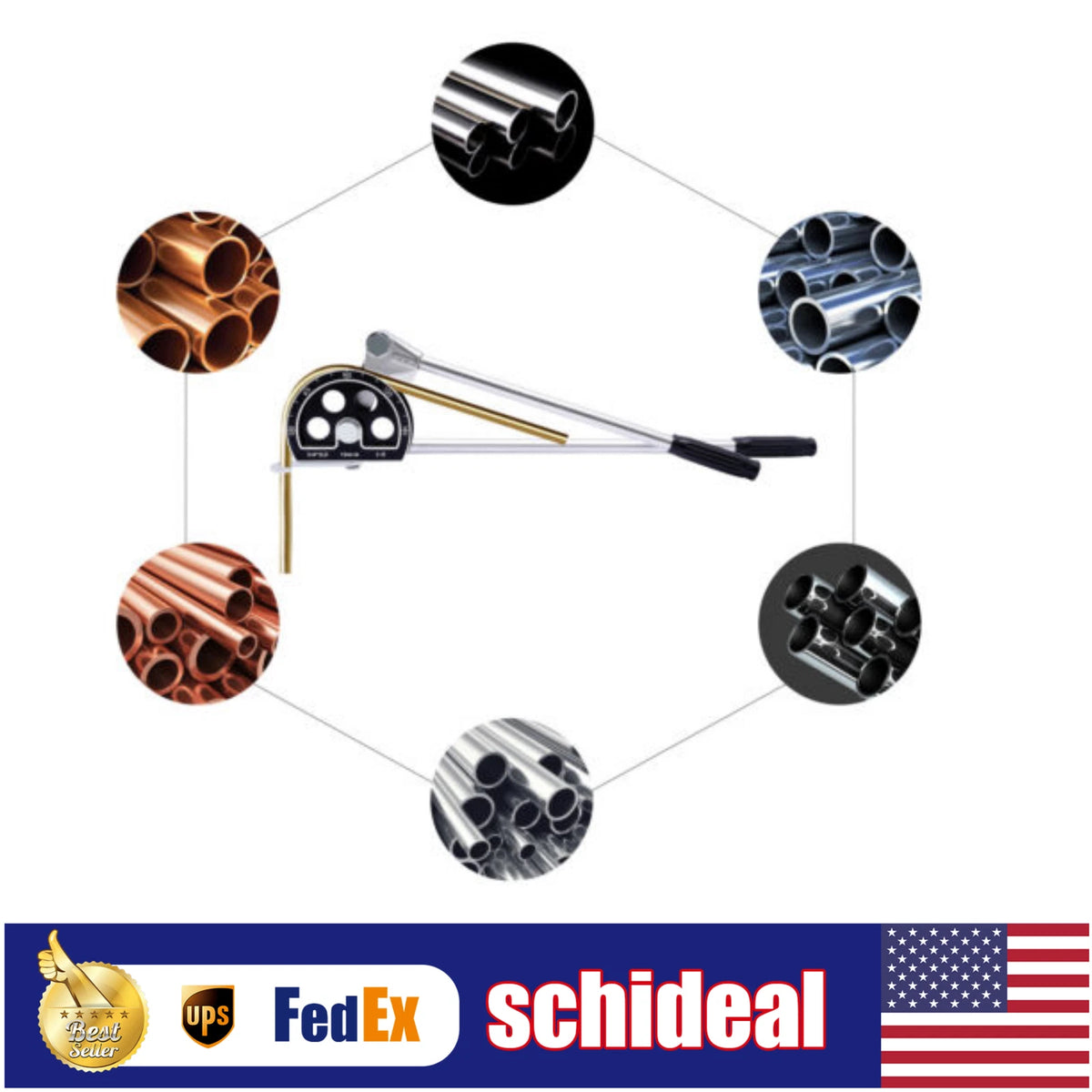 Manual Copper Pipe Bender for 19mm/3/4 Inch Tubing (0~180 Degrees)