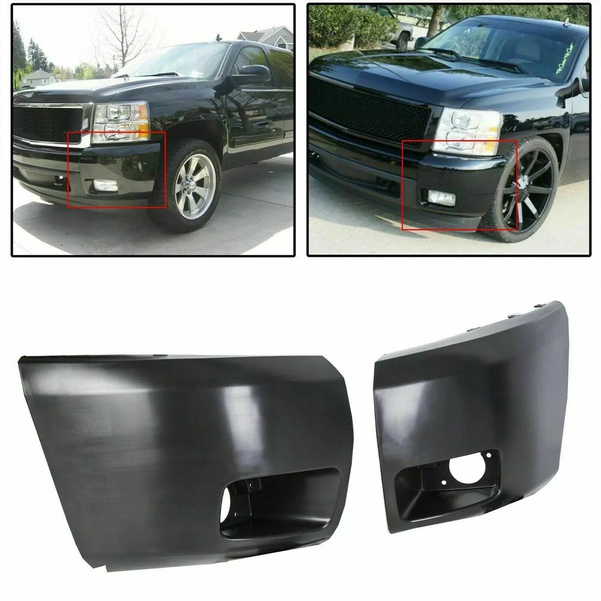 Set of 2 Bumper End Caps for Chevrolet Silverado 1500 (2007–2013)
