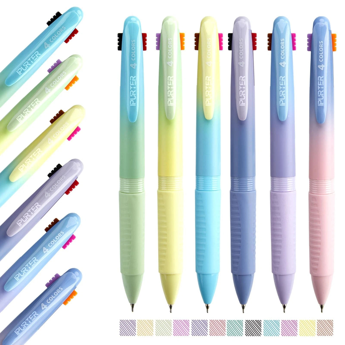 6X Multicolor Ballpoint Pens for Various Uses (Pack of 6)