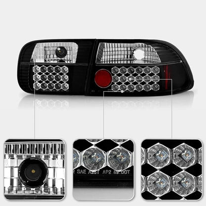 Set of 2 LED Tail Lights for Honda Civic (1992–1995) NTR6037B