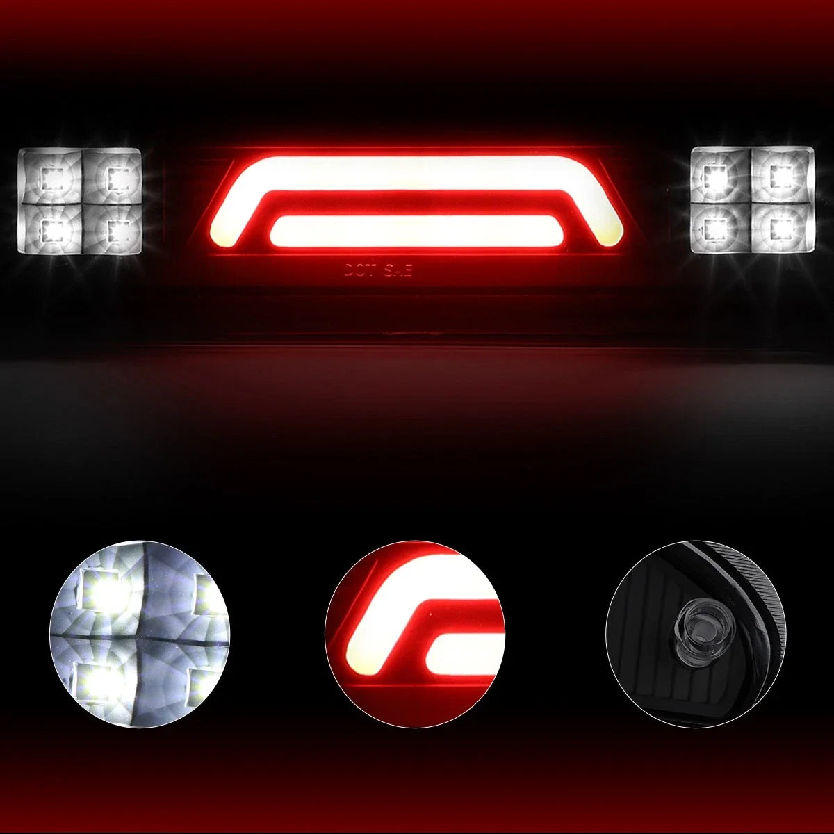 Dual 3D LED Bar Third Tail Brake Light + Cargo Lamp for Dodge Ram (2002–2009)