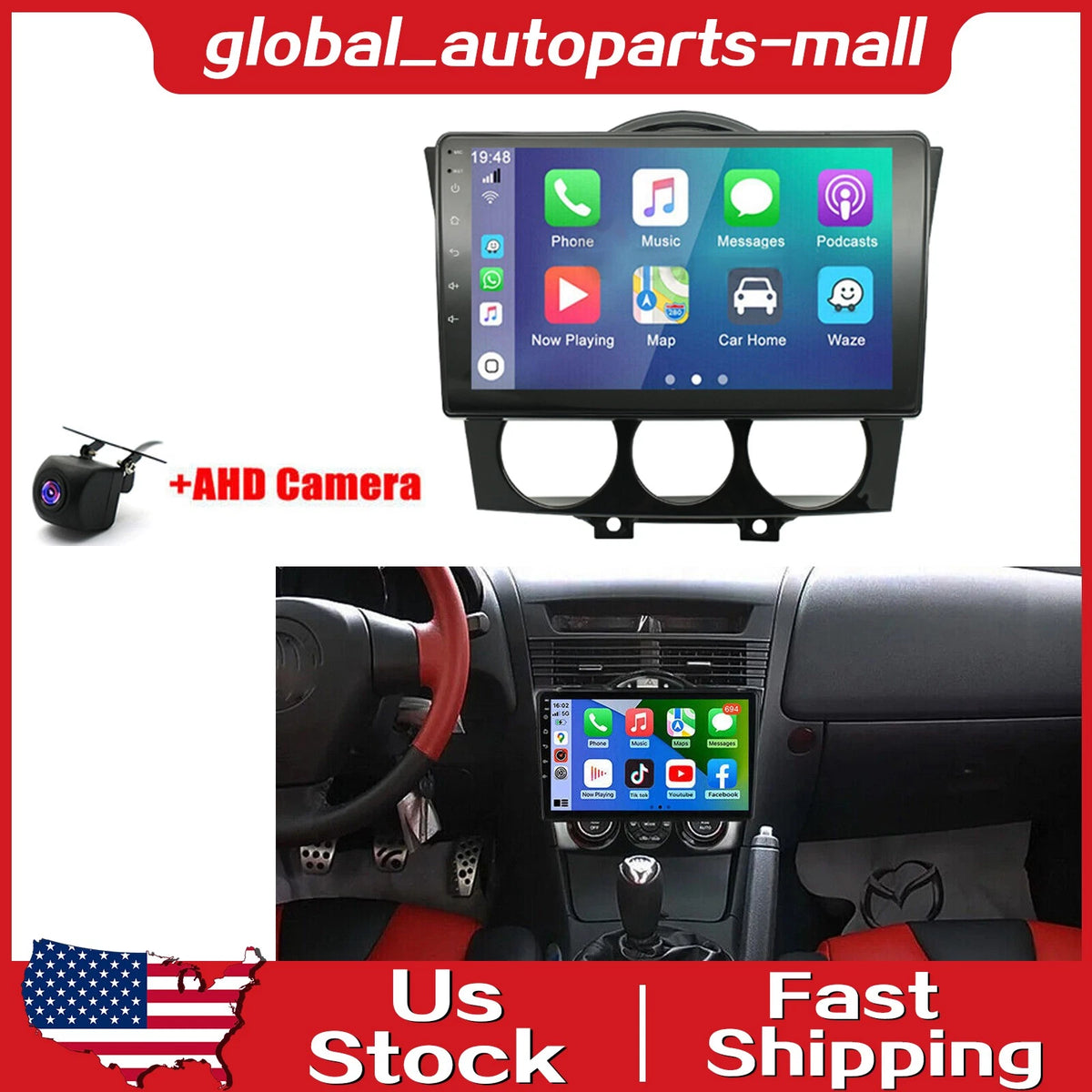 9'' CarPlay Android Radio for Mazda RX-8 (2003–2008)