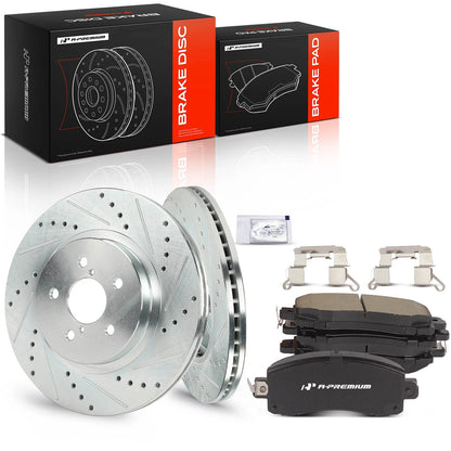 Front Drilled Brake Rotor & Ceramic Pad Set for Subaru Impreza Crosstrek (D2045, 10560260, S-12147038, S12147038)