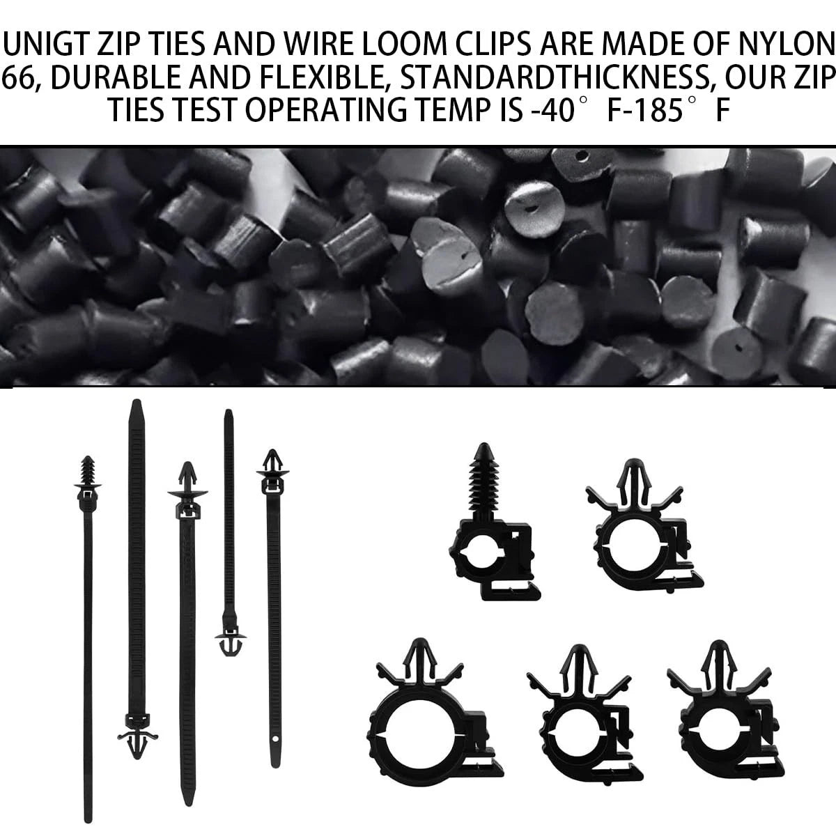 Car Wire Loom Clips for Automotive Push Mount Cable (One Size, Black)
