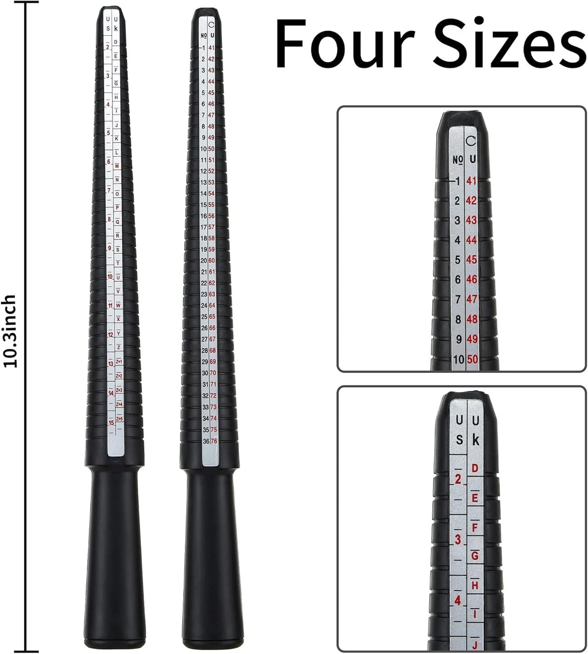 Ring Sizer Measuring Tool Kit - Plastic Mandrel, Reusable