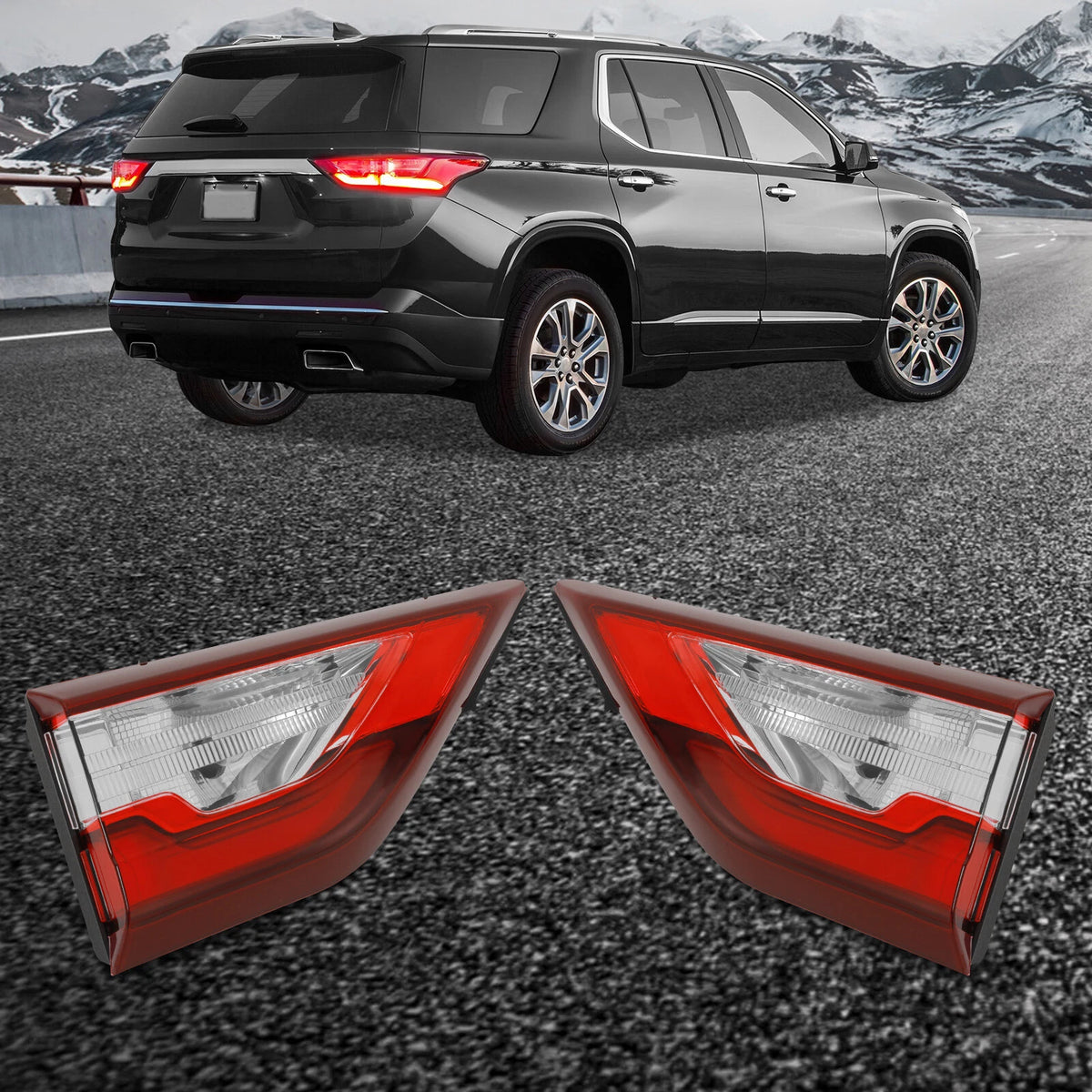 Set of 2 Left & Right Rear Inner Tail Lights for Chevrolet Traverse (2018–2021) 85164974, 85164975, GM2802117, GM2803117