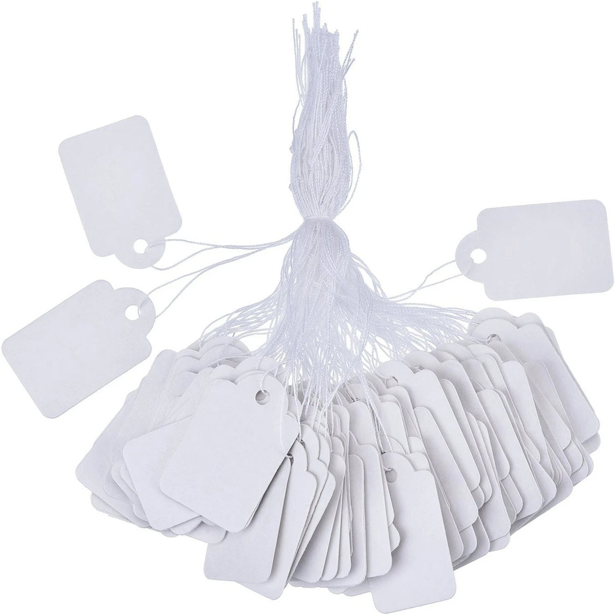 500 Pack White Price Tags with String Attached (1.38 x 0.87 Inches)