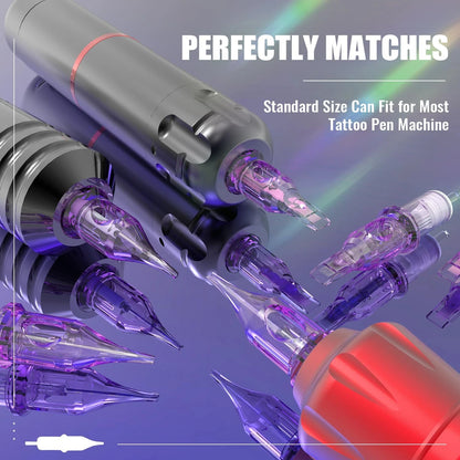 20Pcs Tattoo Cartridge Needles Assorted Sizes Round for Tattoo Machines