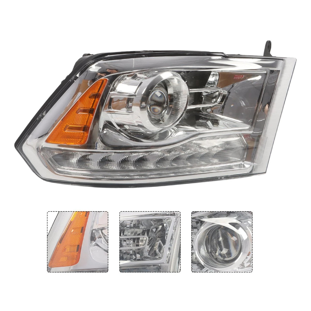 Projector Chrome Headlights w/ LED DRL for Ram 1500/2500/3500 (2013–2015) - CH2503244, 68093216AD, 68324940AD