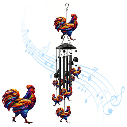 7 Chickens Wind Chime with 6 Bells for Garden Patio Decor