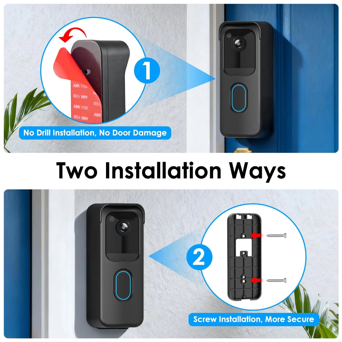 No Drill Blink Doorbell Camera Mount - Adhesive Mount, Black