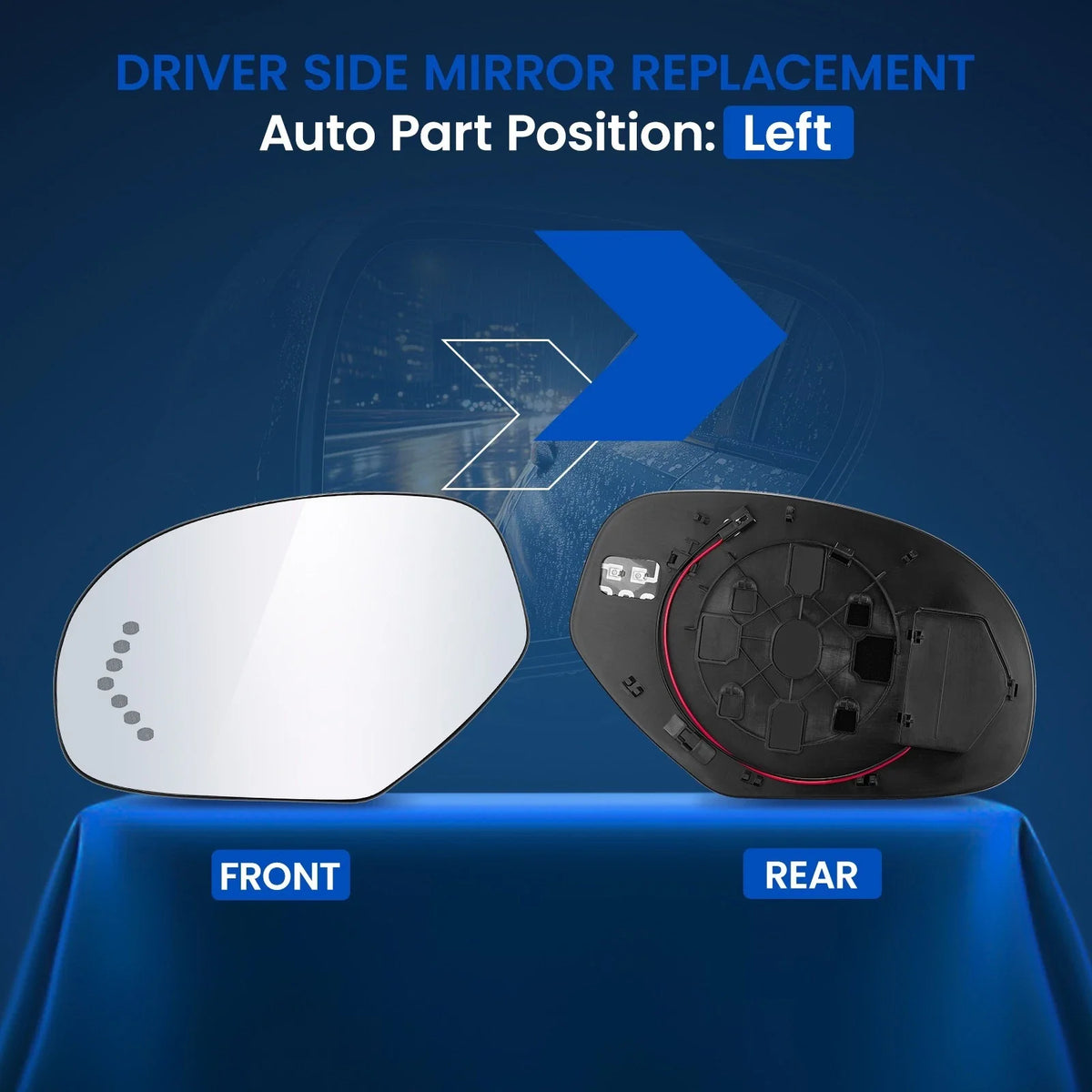Left Driver Side Heated Signal Mirror Glass for Silverado 1500 (2007–2013)
