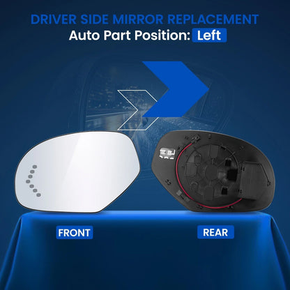 Left Driver Side Heated Signal Mirror Glass for Silverado 1500 (2007–2013)