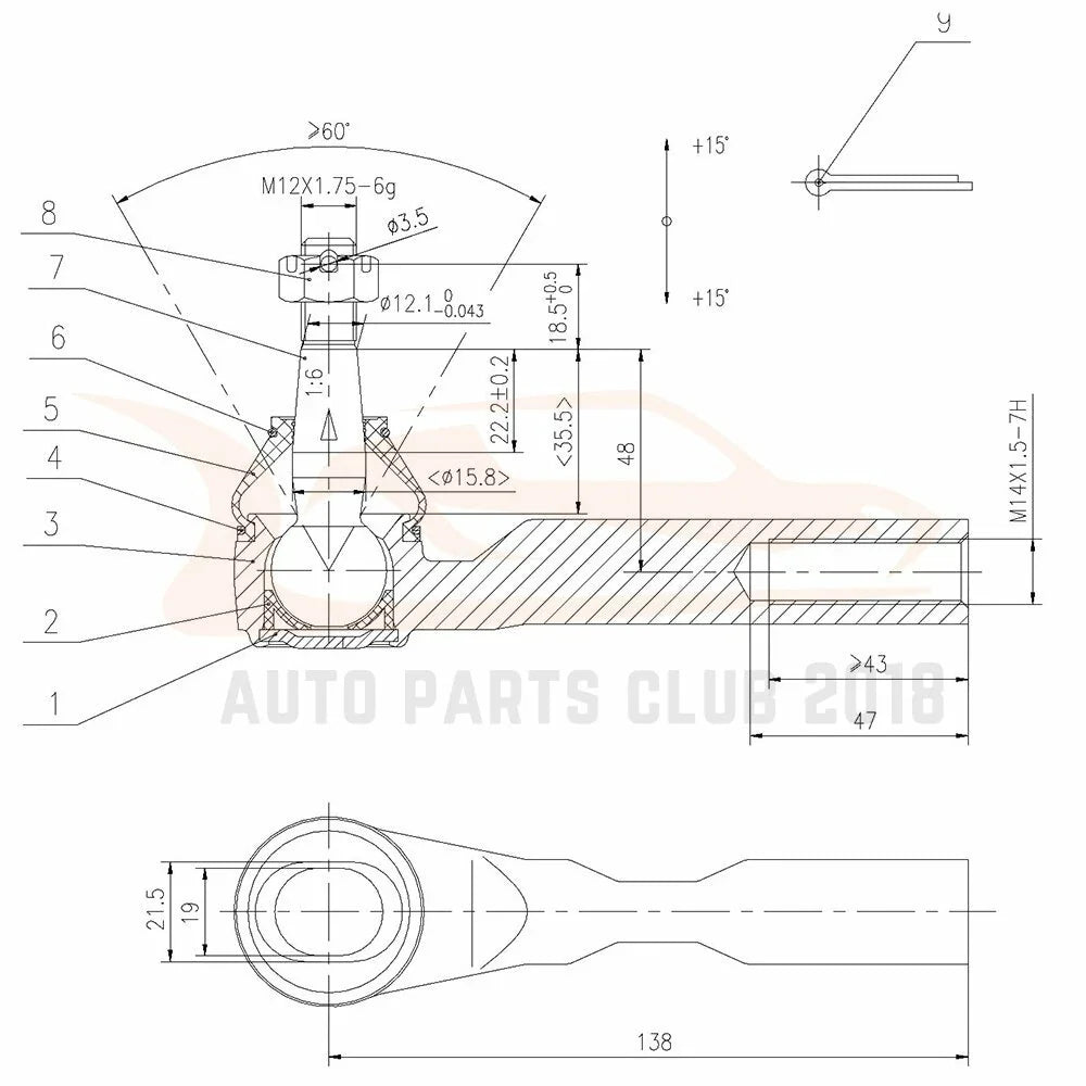 Set of 6 Front Tie Rod Ends Steering Kit for Chevrolet Malibu & Pontiac G6