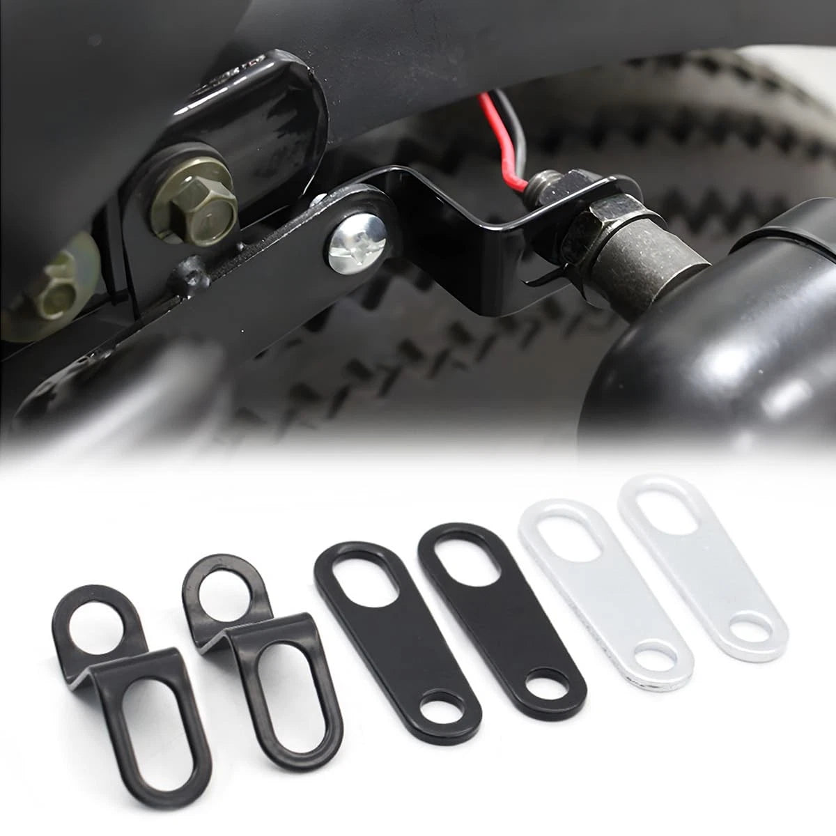 2X Motorcycle Turn Signal Brackets for Universal L 62mm/2.44 (Black)