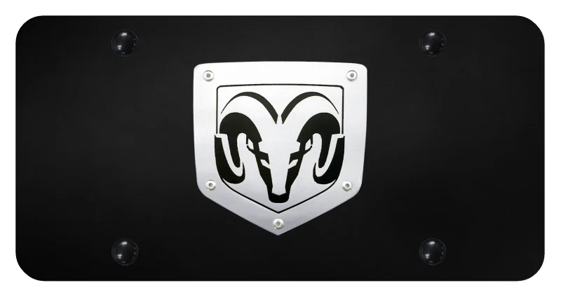 Black Vanity License Plate for Dodge Ram Brushed Emblem Licensed Premium