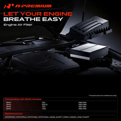 Engine Air Filter for BMW E28 E34 535i (1988–1993) E32 735i (1987–1992) 13721707021, 13721707645, 13721714952, 13721714954, 46208, C39161