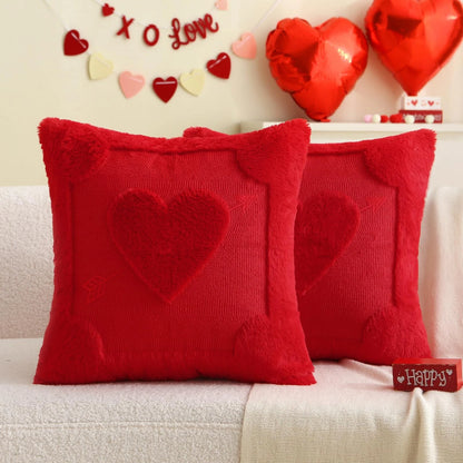 Set of 2 Valentine's Day Pillow Covers 18x18 Inch Red Arrow Decor