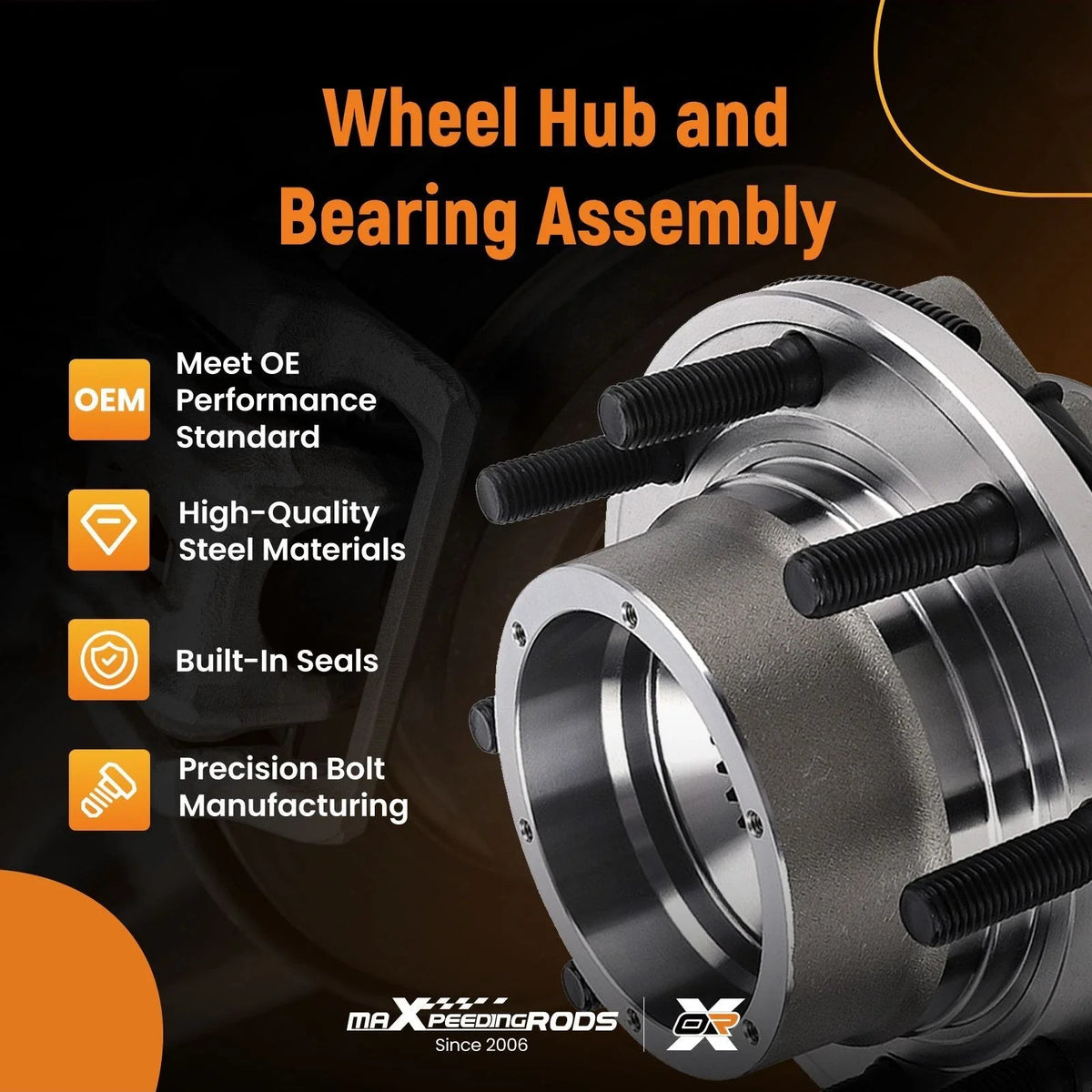 2X Front Wheel Hub and Bearing Assembly for Ford F-250 Super Duty (2011–2016)