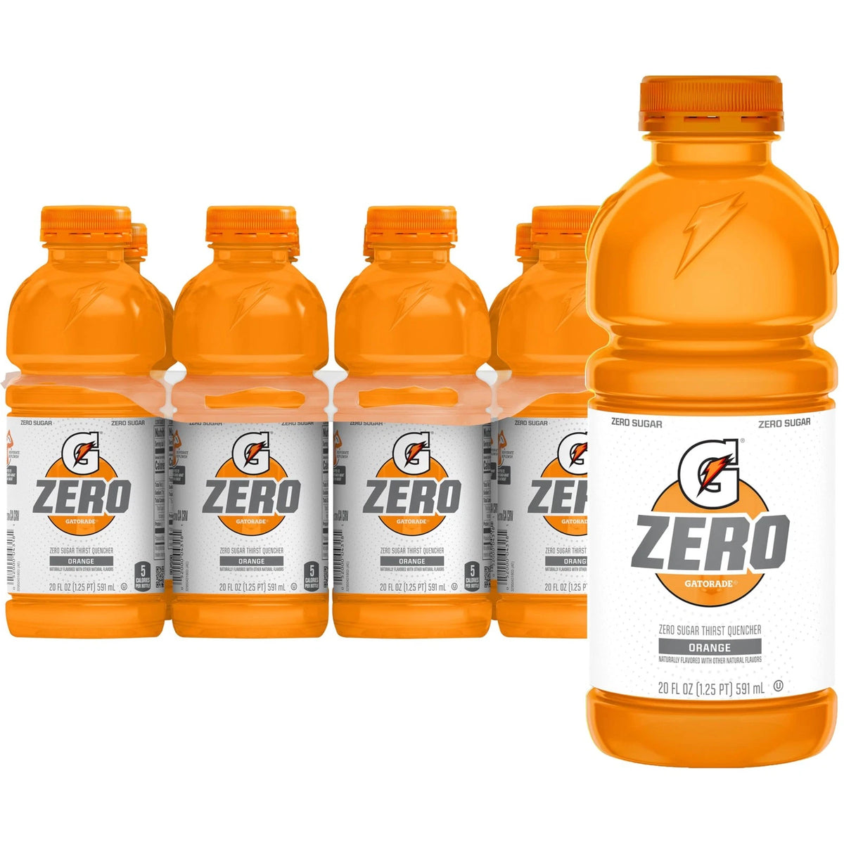 Pack of 8 Gatorade Zero Sugar Sports Drink 20 Fl Oz - Orange