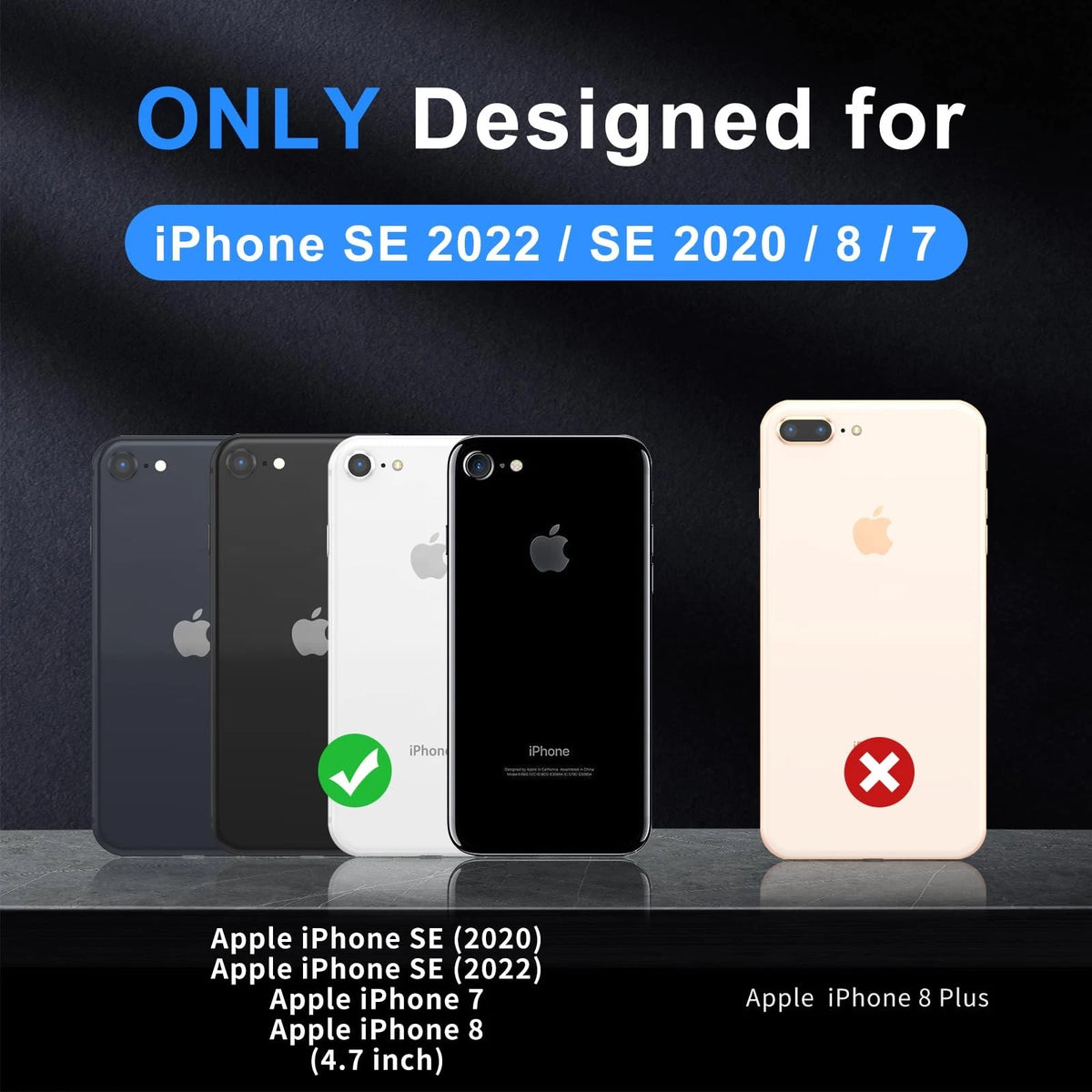 iPhone SE Case 2022/2020, 8/7 - Black