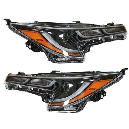 Replacement Headlight Set for Toyota Corolla (2020–2021) Black Halogen Clear