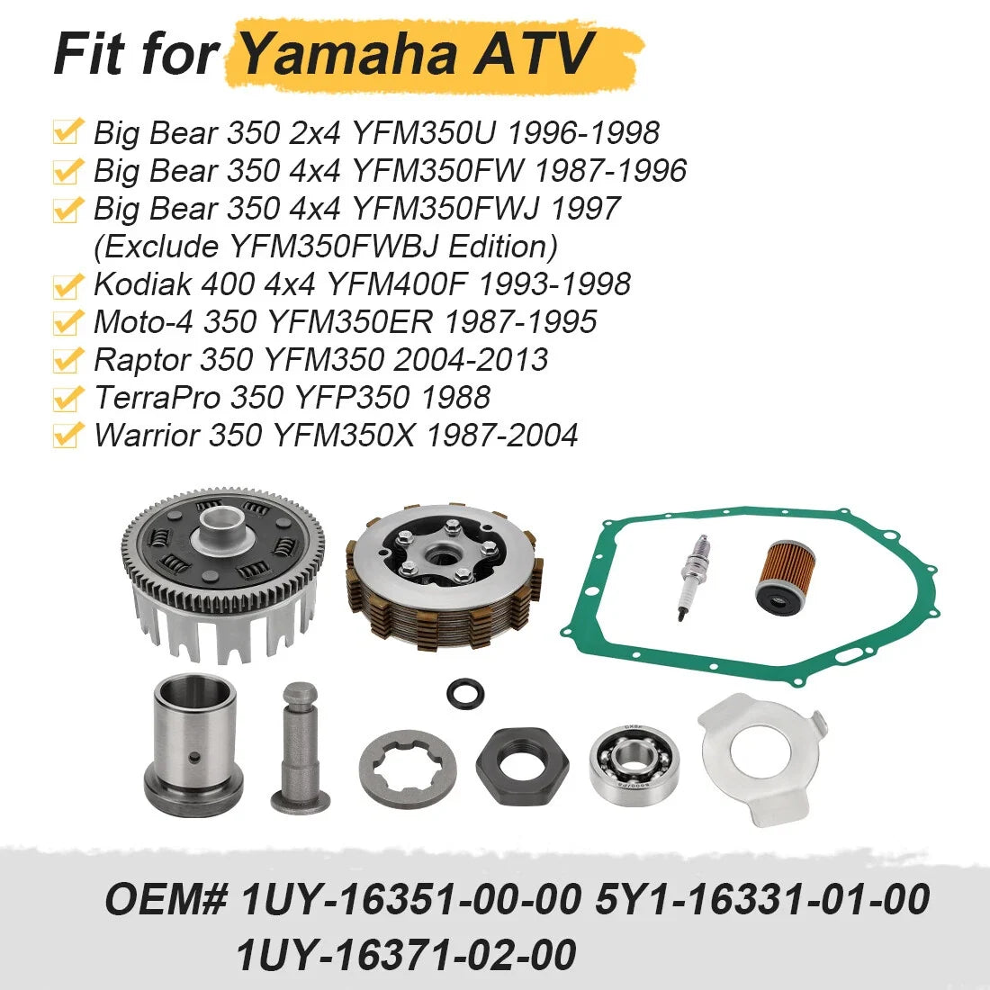 Heavy Duty Clutch Assembly Basket Spacer w/Gasket for Yamaha Kodiak 400 (1993–1998)