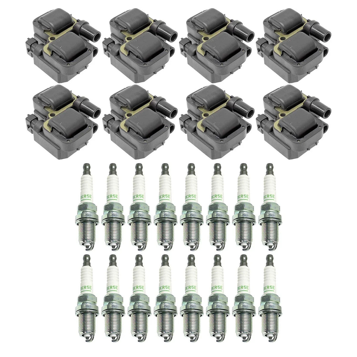 Set of 8 Ignition Coils & 16 NGK V-Power Spark Plugs for Mercedes W202 C215 C208 W210 V8