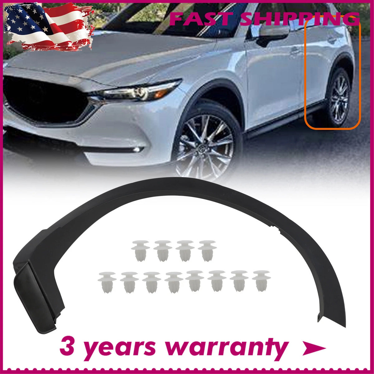 Rear Fender Wheel Opening Molding for Mazda CX-9 (2016–2023) TK4851W60H, TK4851W60F, TK48-51-W60C