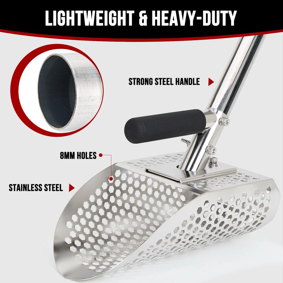 Sand Scoop for Metal Detecting, Stainless Steel with Handle