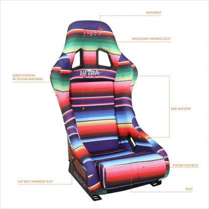 NRG FRP-303-Mexicali Racing Bucket Seat for Universal Fit (2010–2023)