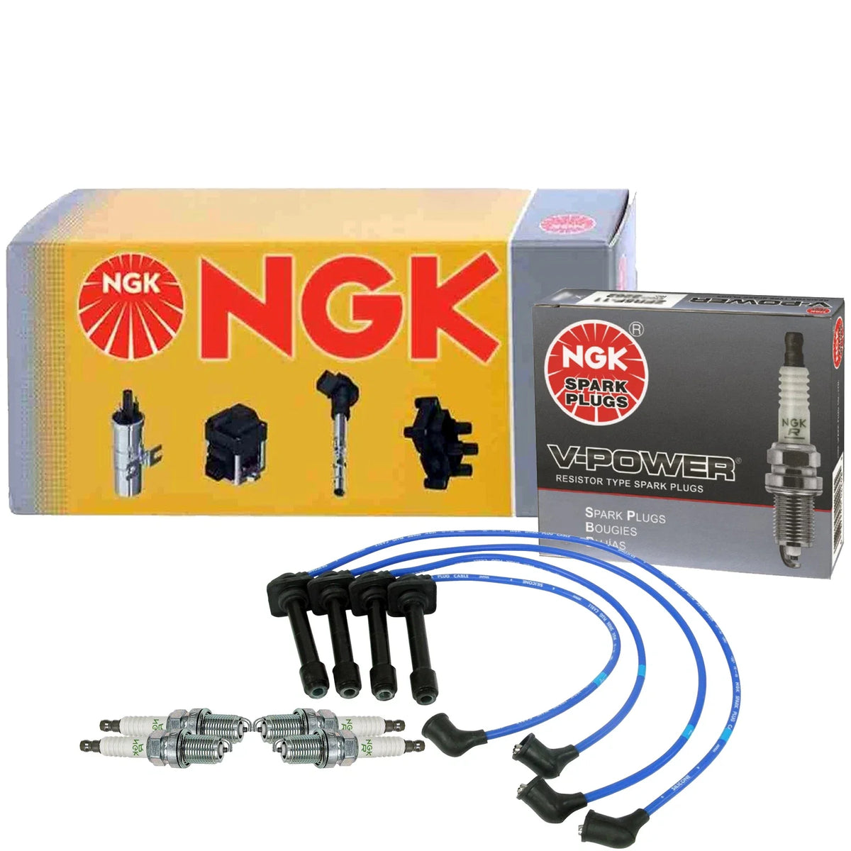 Set of 4 NGK V-Power Spark Plugs for Ford Probe 2.0 L4 DOHC (1993–1997)