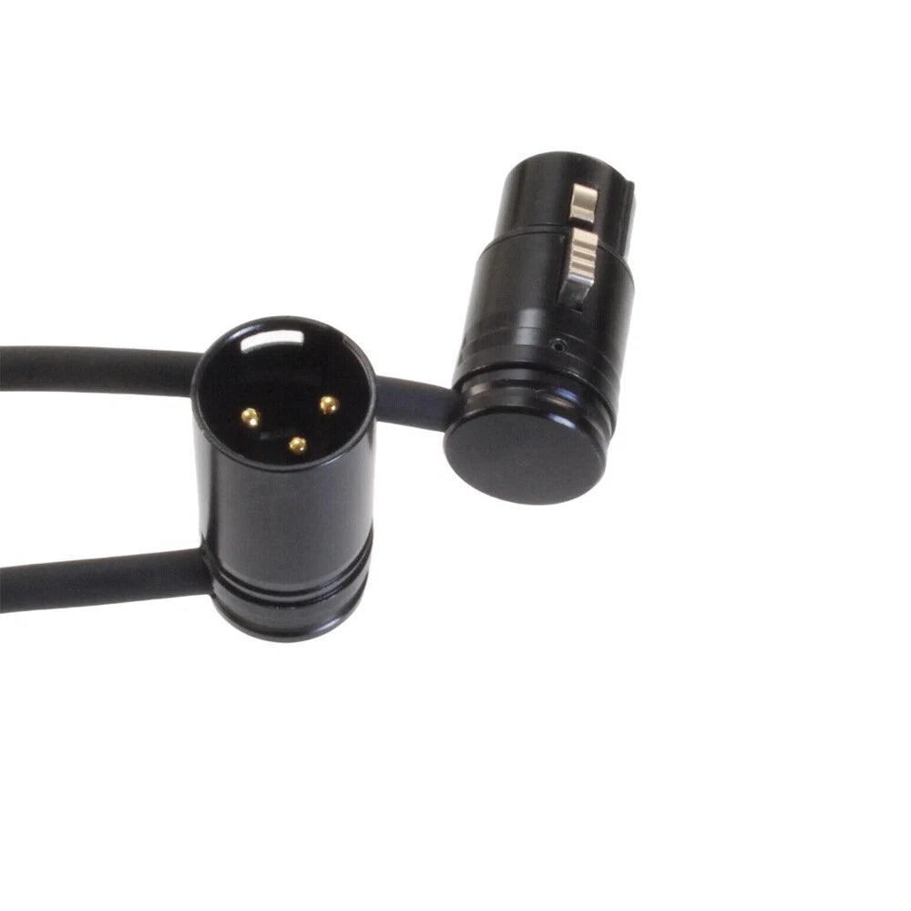 2Pcs Low-Profile Right-Angle 3 Pin XLR Male to Female Cable