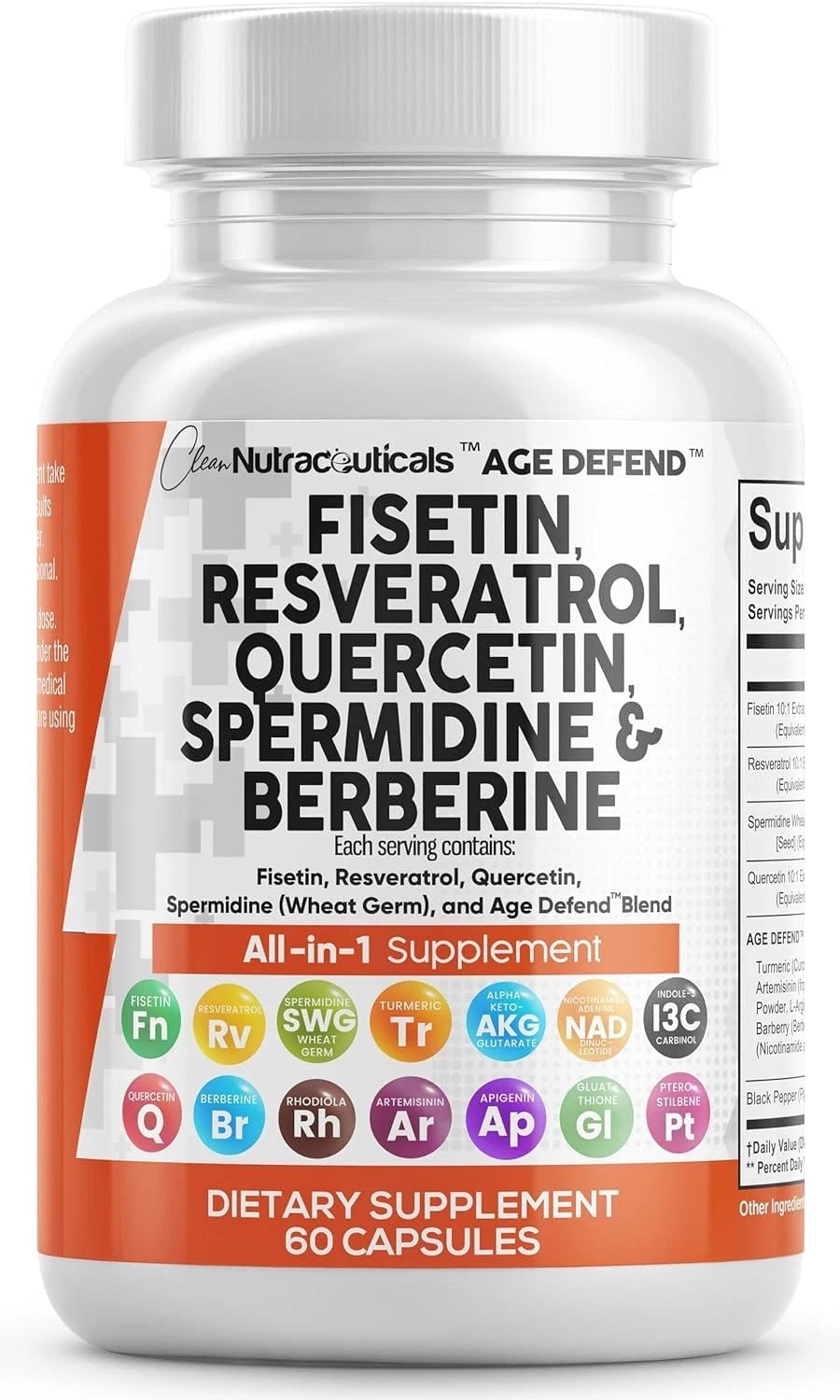 Clean Nutra Fisetin Quercetin Resveratrol 60 Count (Pack of 1)