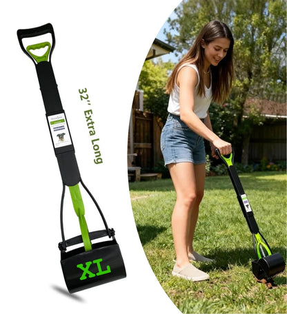 Large Dog Pooper Scooper for Yard - 32" Long Handle, No Bending