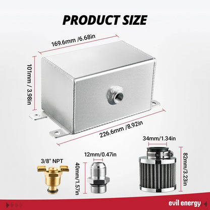 10AN Oil Catch Can 1.2L for Universal Baffled Separator Kit