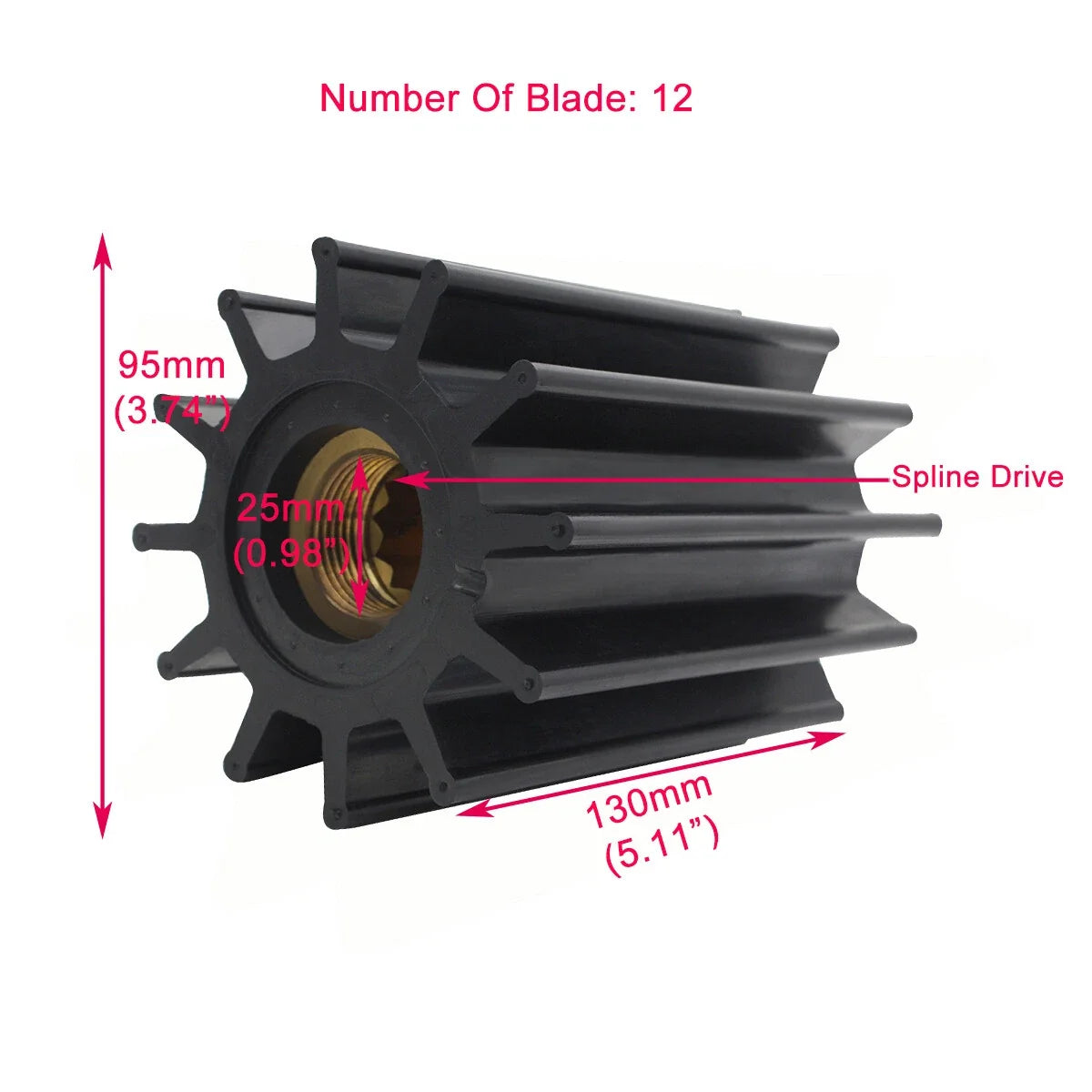 Water Pump Impeller for Johnson F95 Series Pumps (09-820B, F958) Neoprene