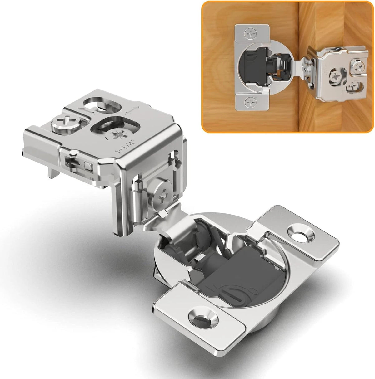 2 Pack 1-1/4" Soft Close Concealed Hinges for Face Frame Door