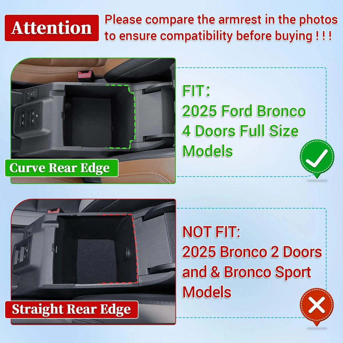 Center Console Organizer Tray for Ford Bronco 4Door (2025)