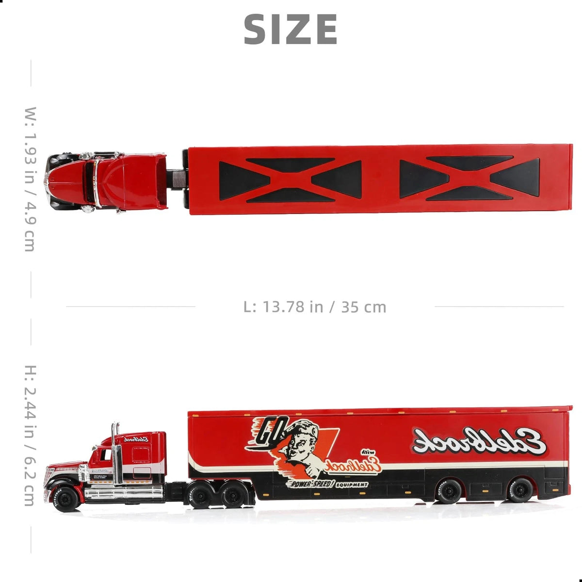 1/64 Scale Semi Truck Toy with Trailer (Km074-red)