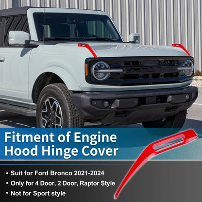 Hood Hinge Cover for Ford Bronco (2021–2024) Red Trail Sight Trim