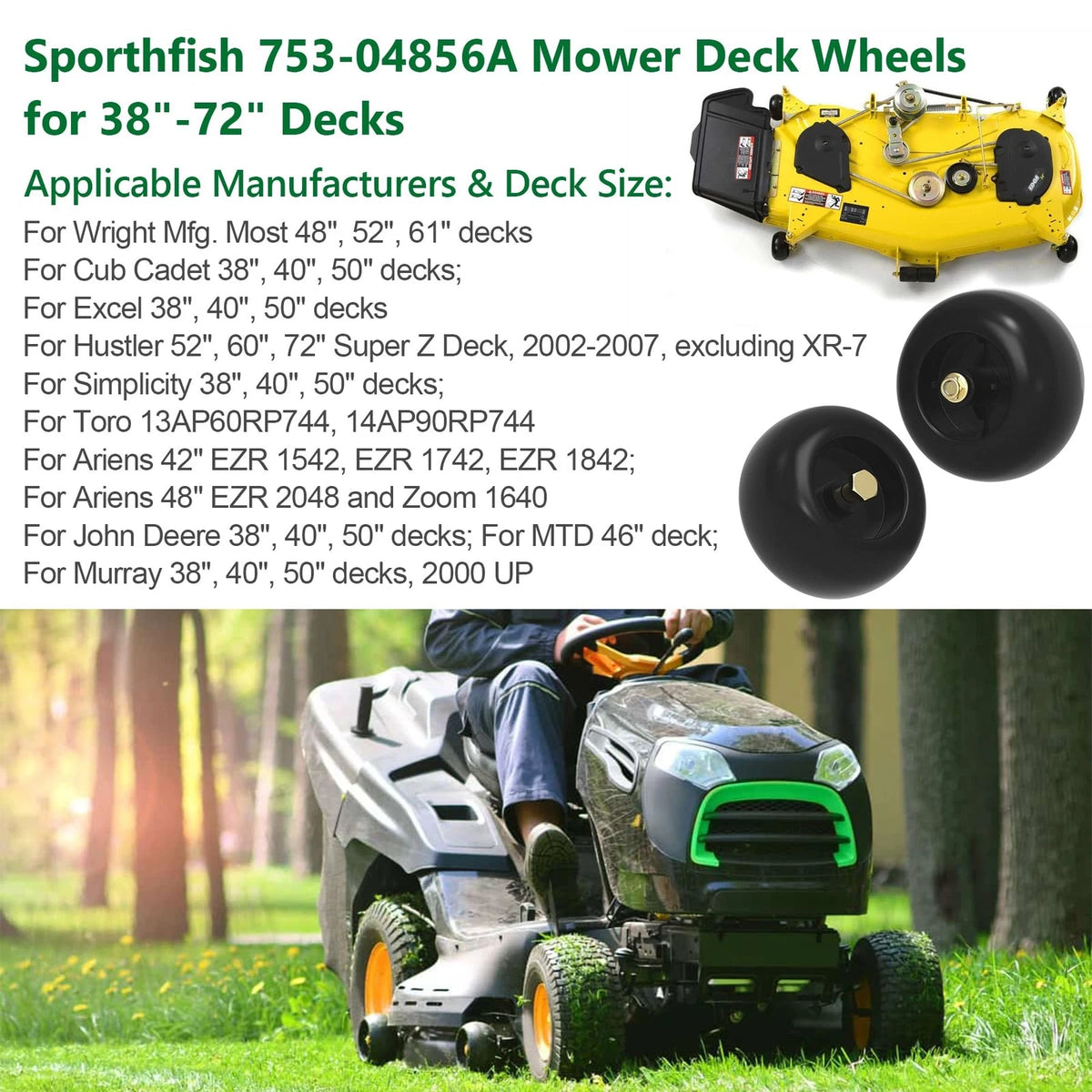 2X 5 Inch Lawn Mower Deck Wheels for Cub Cadet (Fits )