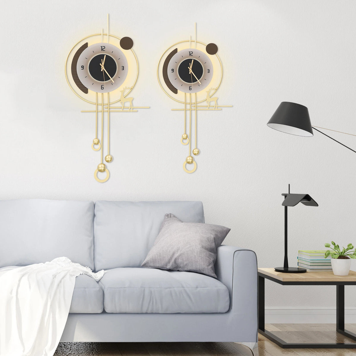 LED Wall Clock 22cm/24cm Gold Decorative