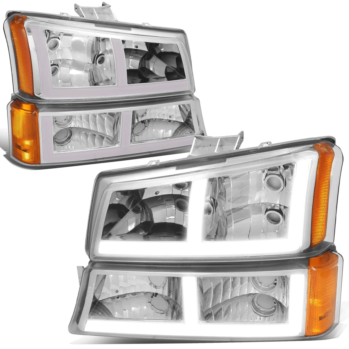 LED DRL Headlights + Bumper Lamps for Silverado 1500 2500 3500 (2003–2007)