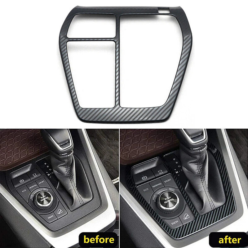 Carbon Fiber Look Gear Shift Box Panel Cover for Toyota RAV4 (2019–2023)